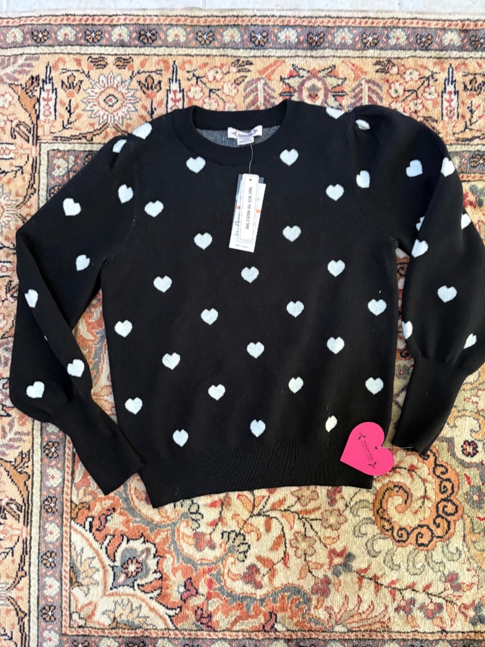 NWT Nanette Lepore Heart Puff Sleeve Sweater S
